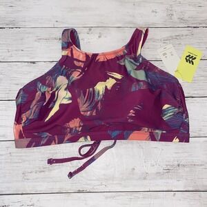 All In Motion Bikini Top Womens Large Pink Multi Strappy Berry Swim NEW Target L